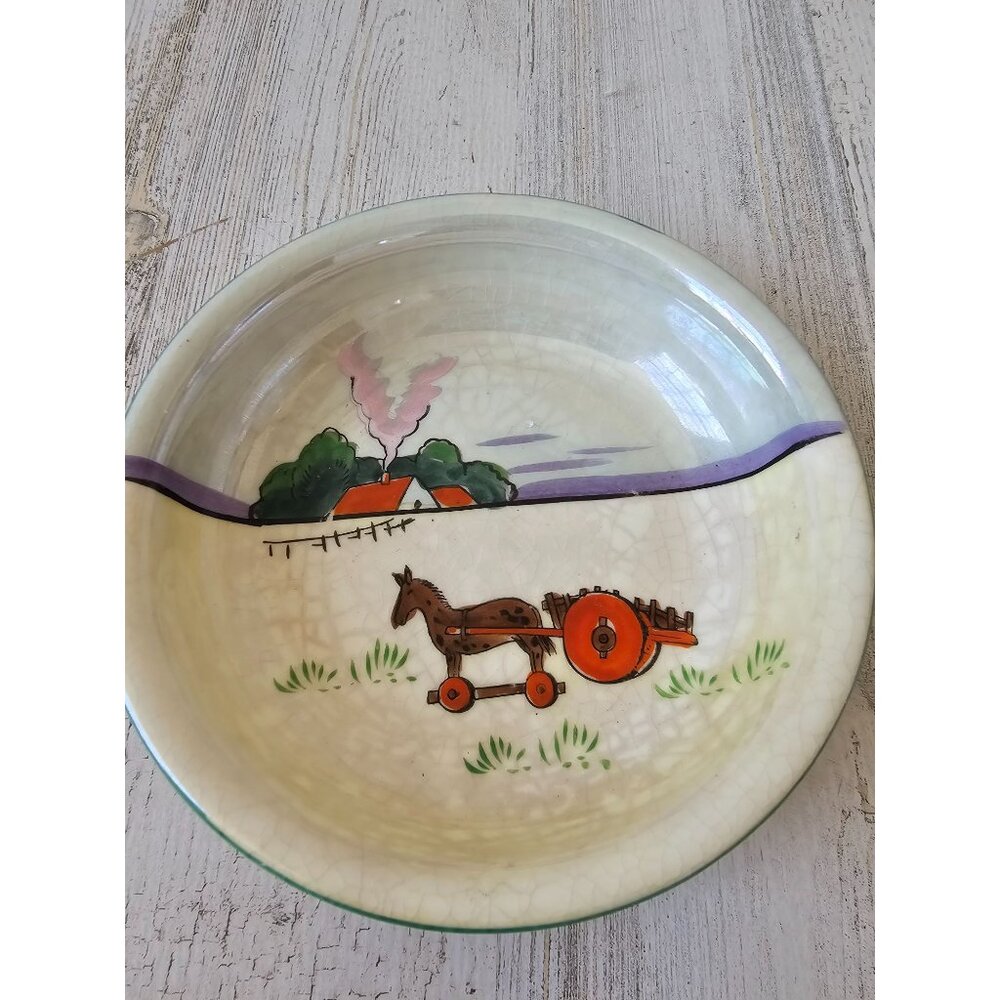Vintage Royal tri Horse cart farm‎ bowl vintage trinket candy dish